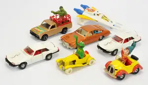 Corgi Toys TV & Film related Group Of 7 To Include - 2 X "The Saint" Jaguar XJS, "The Hulk" Mazda Pick-Up, "Kojak" Buick "Police"