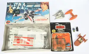 AIRFIX Star Wars Luke Skywalker's X-Wing fighter. Kenner ESB Die Cast Twin Pod cloud car