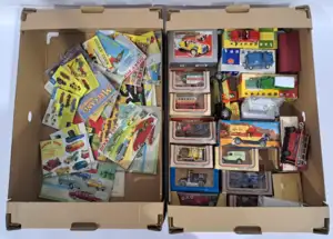 Corgi, Vanguard, Days Gone and others similar, a mixed boxed and unboxed group of model vehicles and related ephemera to include Dinky Toys catalogues, promoti
